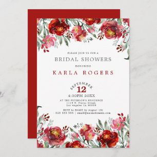 Deep-red garden flowers border invitation