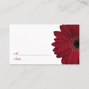 Deep Red Gerber Daisy Wedding Place Cards