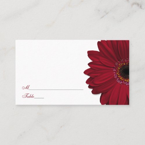 Deep Red Gerber Daisy Wedding Place Cards Business Card