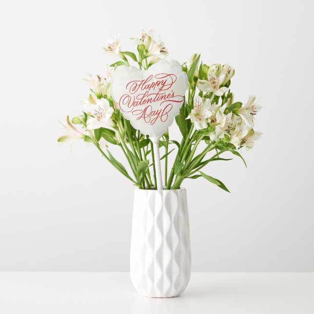 Deep Red Happy Valentines Day Calligraphy Balloon (Vase)