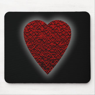 Deep Red Heart. Patterned Heart Design. Mouse Pad