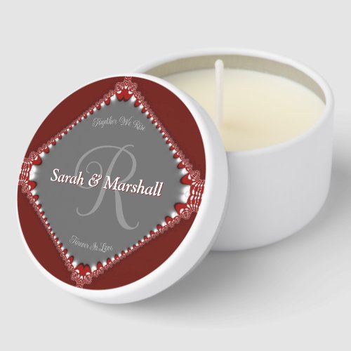 Deep Red Lace on Silver Special Event Mini Candle Favors