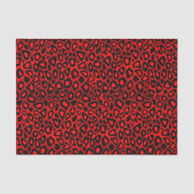 Deep Red Leopard Wild Cat Animal  Print Tissue Paper (Front)