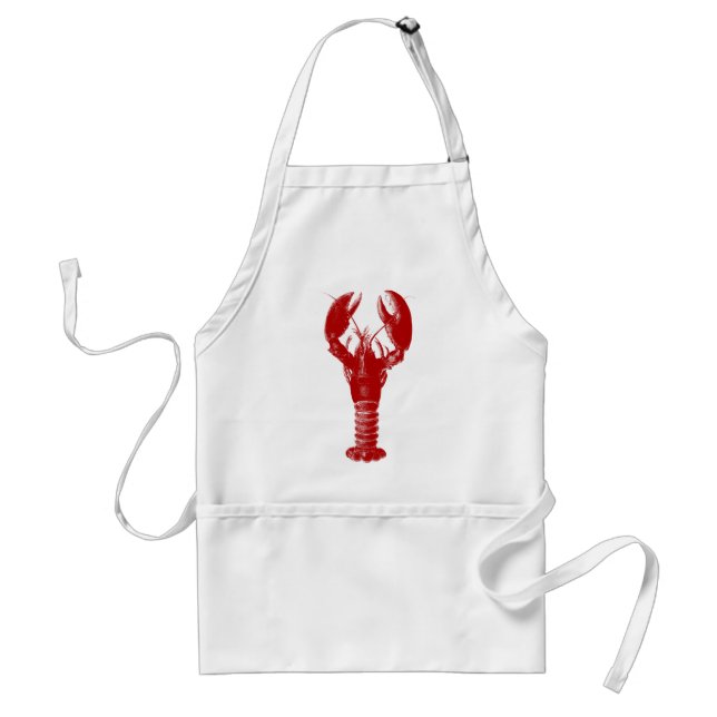 Deep Red Lobster and White Adult Apron (Front)