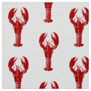 Deep Red Lobster on White Fabric