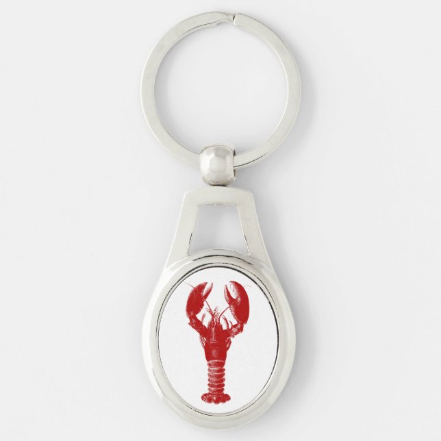 Deep Red Lobster on White Keychain (Front)