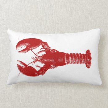 Deep Red Lobster On White Lumbar Pillow by Floridity at Zazzle