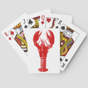 Deep Red Lobster on White Poker Cards