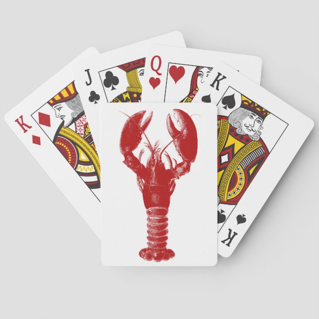 Deep Red Lobster on White  Poker Cards (Back)