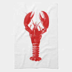 Deep Red Lobster on White Towel