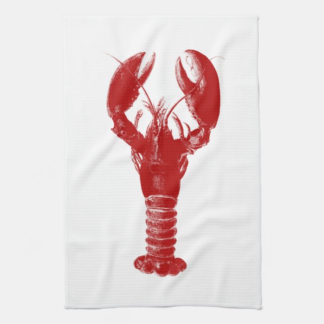 Deep Red Lobster on White Towel (Vertical)