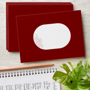Deep Red (Maroon) Floral Be Joyful Card Matching Envelope