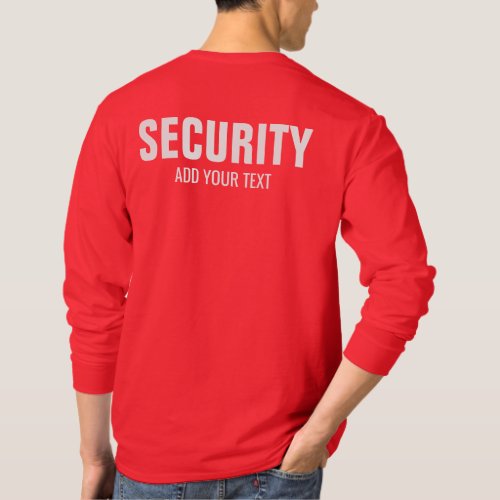 Deep Red Mens Double Sided Long Sleeve Security  T_Shirt