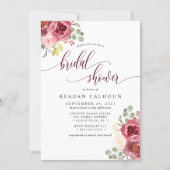 Deep Red Merlot Floral Watercolor Bridal Shower Invitation (Front)