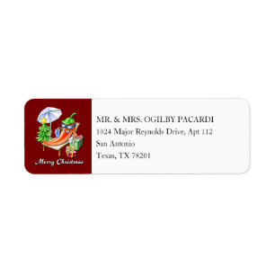 Deep Red Merry Christmas Chilli Add Your Address Label