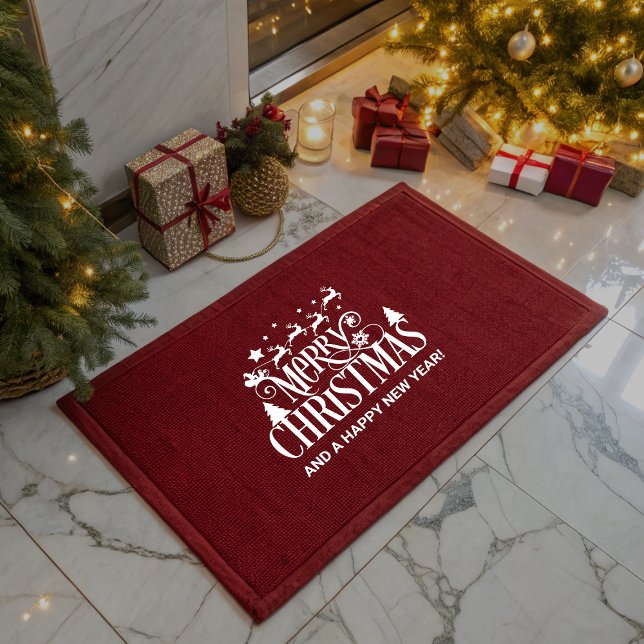 Deep Red Merry Christmas Doormat (Deep Red Merry Christmas Doormat!)