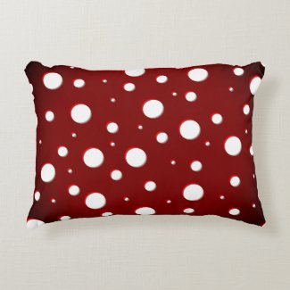 Deep red mushroom spots pattern, white dots 2 accent pillow