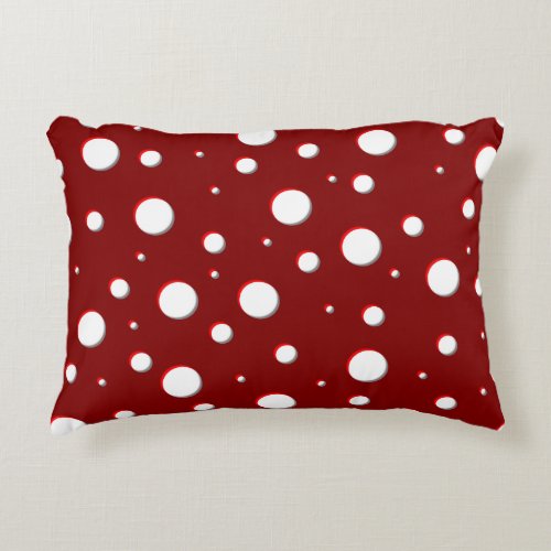 Deep red mushroom spots pattern white dots accent pillow