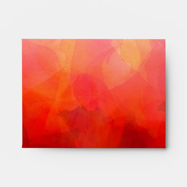 Deep Red Orange Yellow Watercolor Background Envelope (Front)