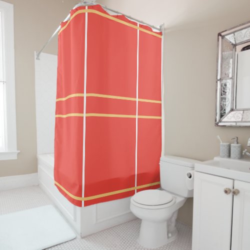 Deep Red Peach Yellow Geometric Lines Shower Curtain