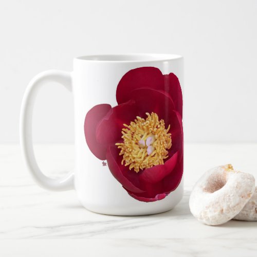 Deep Red Peony Mug