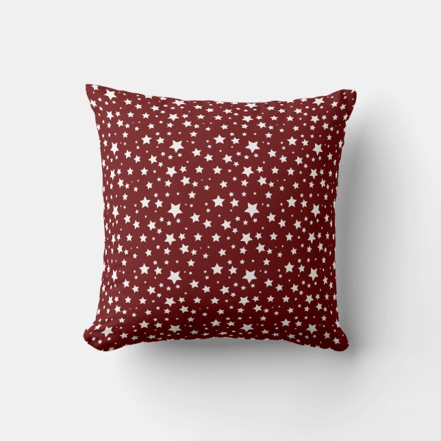 Deep Red Pillow with White Star Pattern (Front)