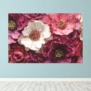 Deep Red, Pink, and Cream Roses with Golden Center Canvas Print