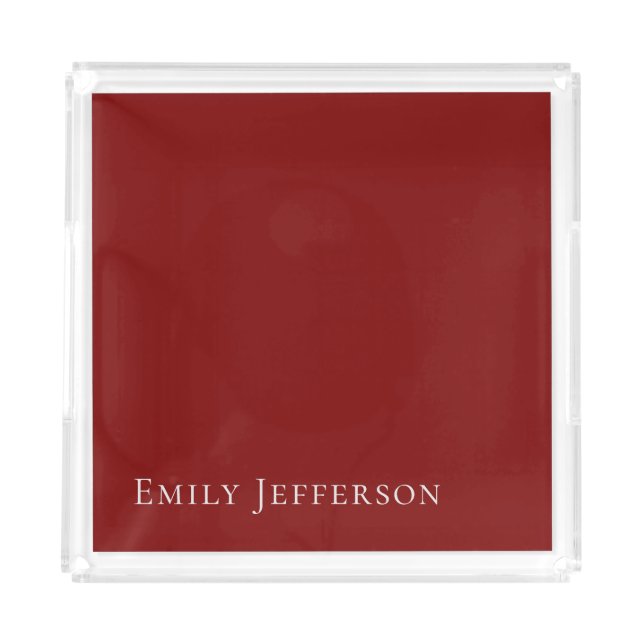 Deep Red Plain Elegant Professional Modern Acrylic Tray (Front)