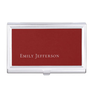 Deep Red Plain Elegant Professional Modern Business Card Case