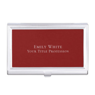 Deep Red Plain Elegant Professional Modern Business Card Case