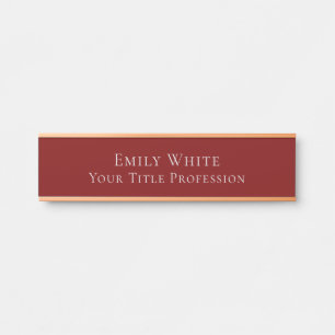 Deep Red Plain Elegant Professional Modern Door Sign