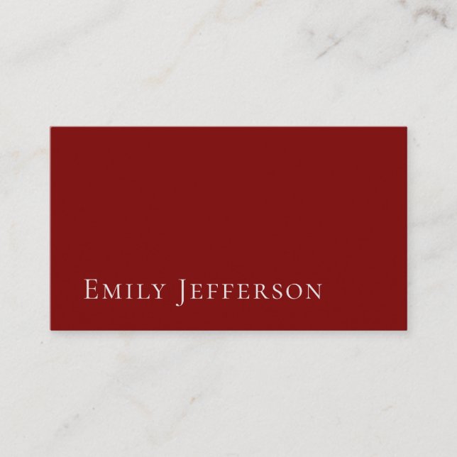 Deep Red Plain Elegant Professional Modern Enclosure Card (Front)