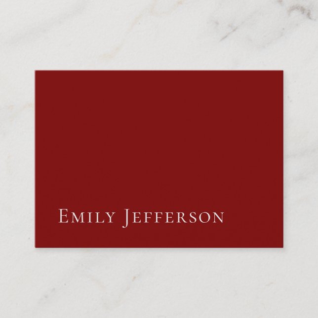 Deep Red Plain Elegant Professional Modern Enclosure Card (Front)