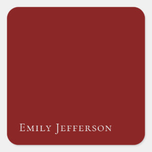 Deep Red Plain Elegant Professional Modern Square Sticker