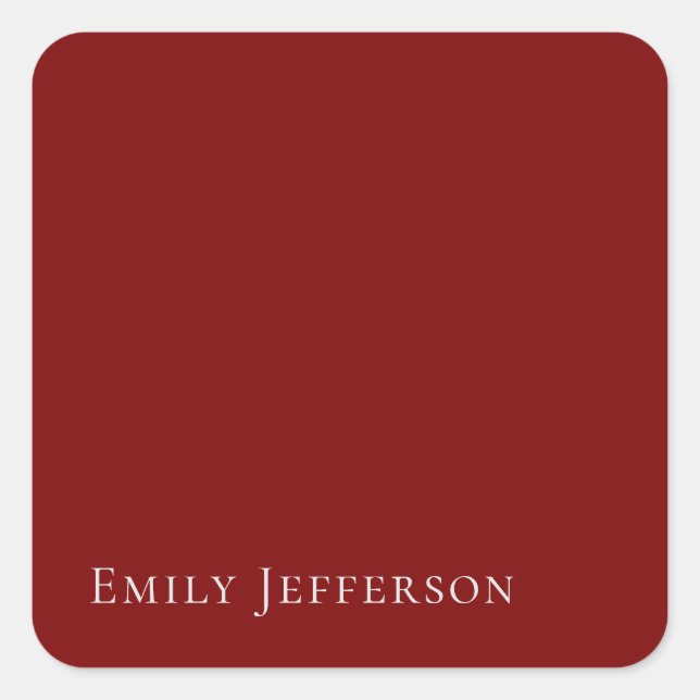 Deep Red Plain Elegant Professional Modern Square Sticker (Front)