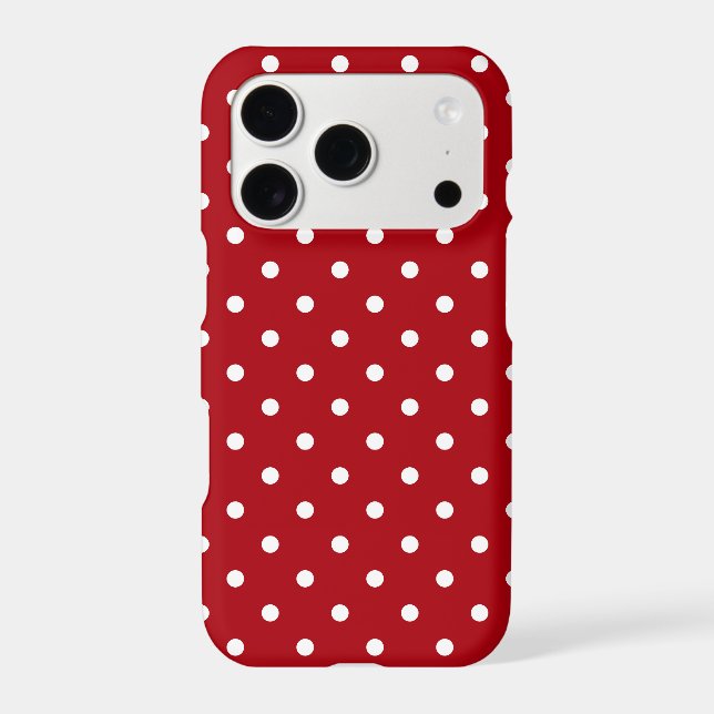 Deep Red Polka Dots Modern iPhone Case (Back)