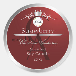 Deep Red Product Label Silver Frame Logo Monogram