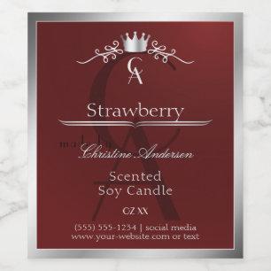 Deep Red Product Label with Silver Frame Monogram