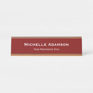 Deep Red Professional Plain Modern Desk Name Plate