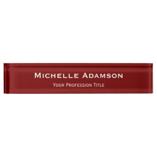 Deep Red Professional Plain Modern Desk Name Plate