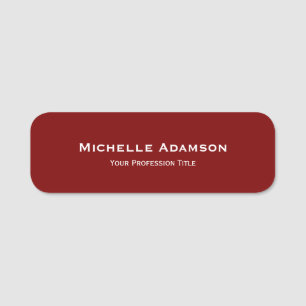 Deep Red Professional Plain Modern Name Tag