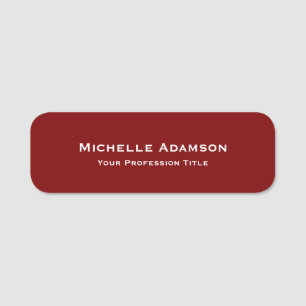 Deep Red Professional Plain Modern Name Tag