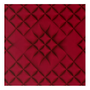 Deep Red Quilted Leather Pattern Acrylic Print