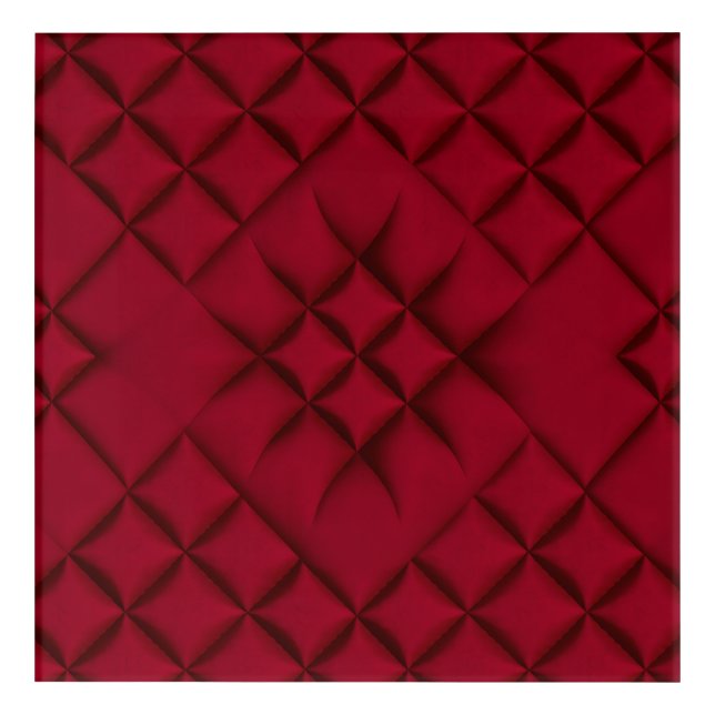Deep Red Quilted Leather Pattern Acrylic Print (Front)