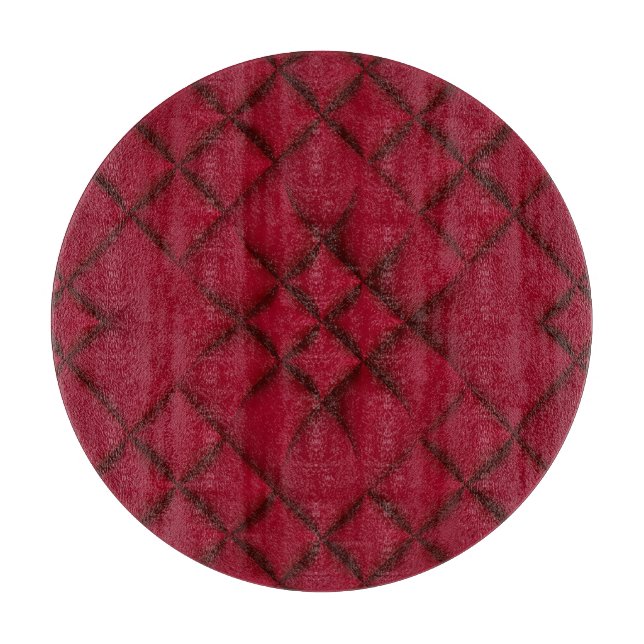 Deep Red Quilted Leather Pattern Cutting Board (Front)