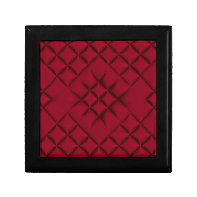 Deep Red Quilted Leather Pattern Gift Box (Front)