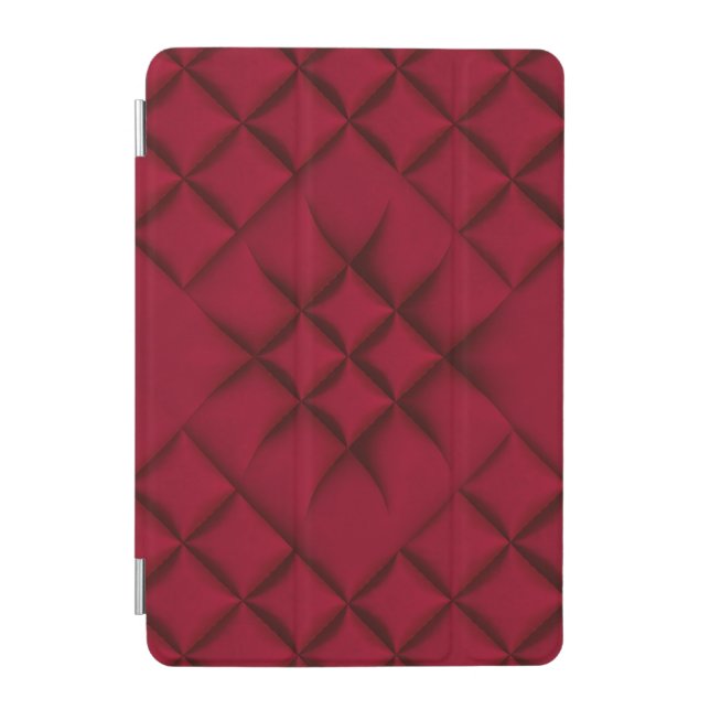 Deep Red Quilted Leather Pattern iPad Mini Cover (Front)