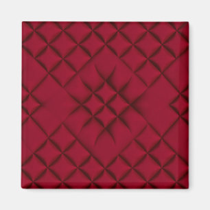 Deep Red Quilted Leather Pattern Magnet