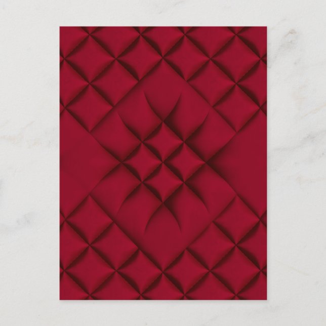 Deep Red Quilted Leather Pattern Postcard (Front)