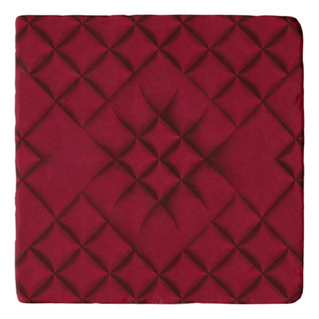 Deep Red Quilted Leather Pattern Trivet (Front)